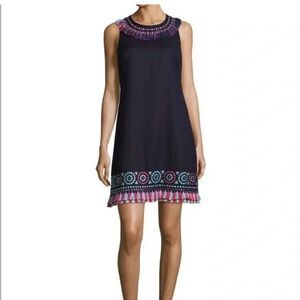 Kate Spade Sleeveless Embroidered Studded Linen-Blend Tassel Dress women’s Sz 6